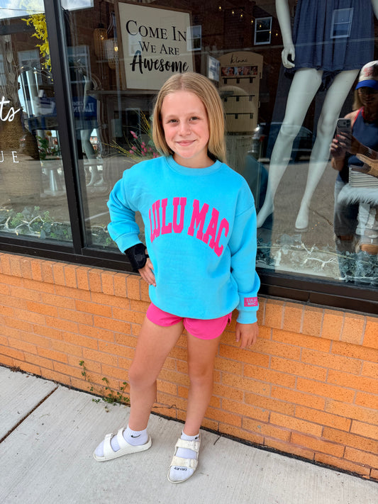 Lulu Mac Pullover Blue/Hot Pink Puff