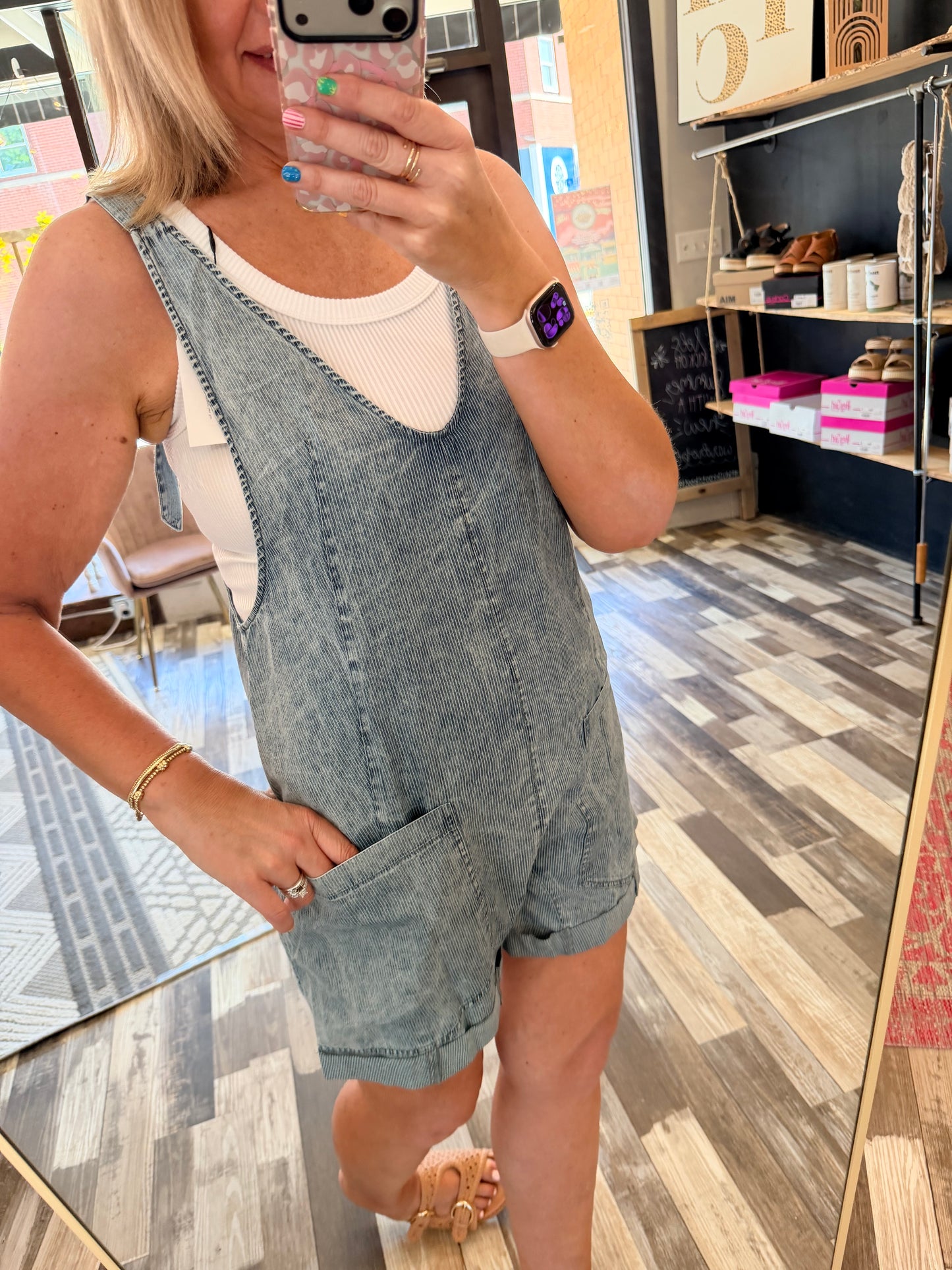 See For Yourself Striped Romper