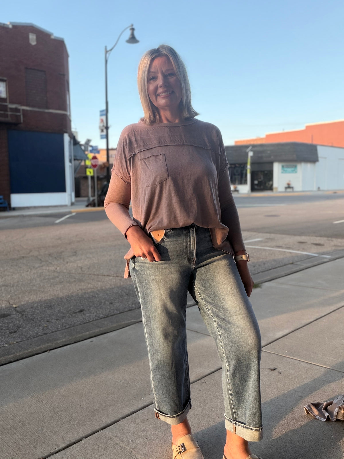The Brooklyn Boyfriend Mid Rise Cuffed Denim by Risen
