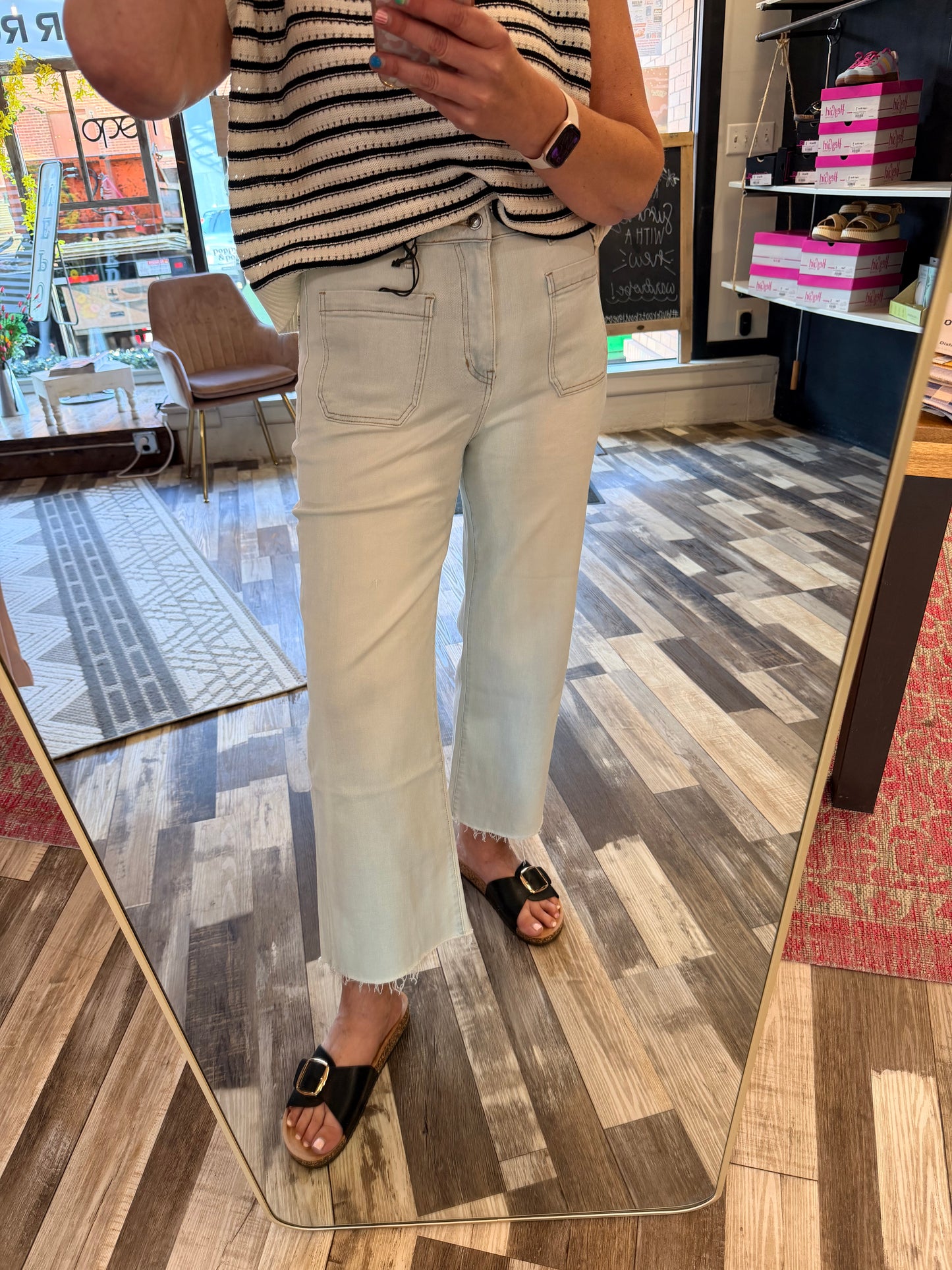 Mica High Rise Wide Leg Crop Raw Hem