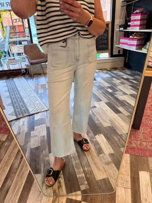 Mica High Rise Wide Leg Crop Raw Hem