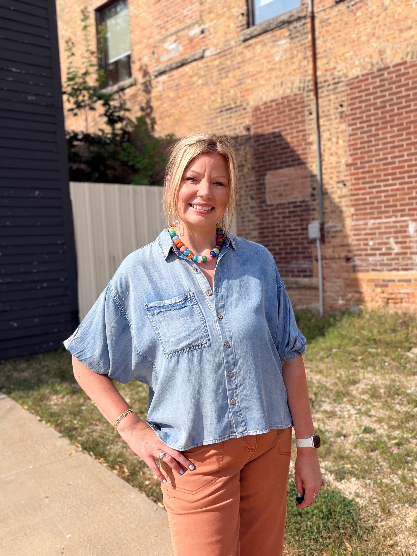 The Bri Washed Tencel Dolman Sleeve Top