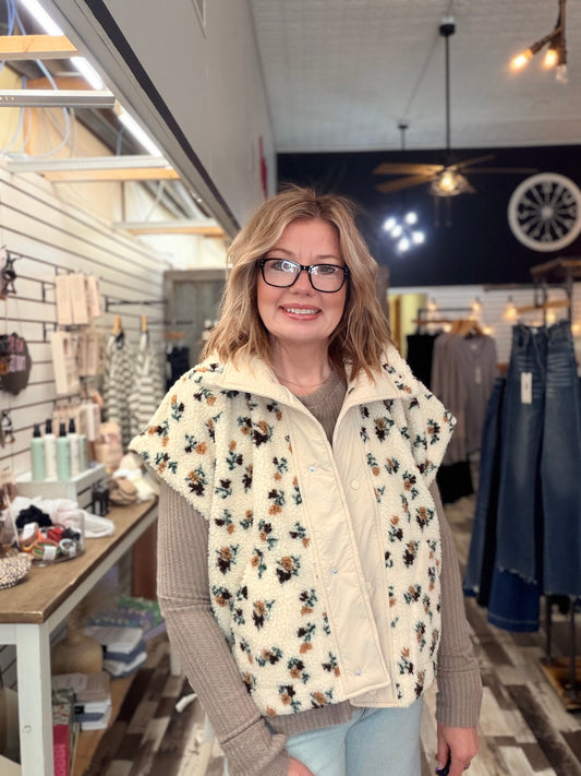 The Lyra Floral Sherpa Vest