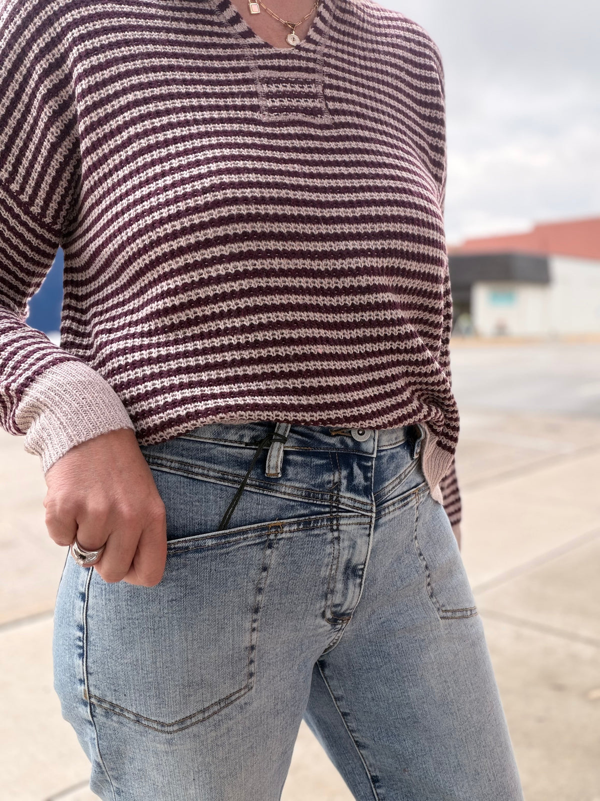 The Hadley High Rise Straight Loose Fit Crop Front Yoke by Mica