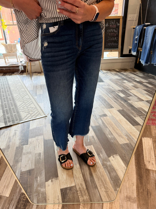 Zenana Kick Crop Flare Denim Jeans