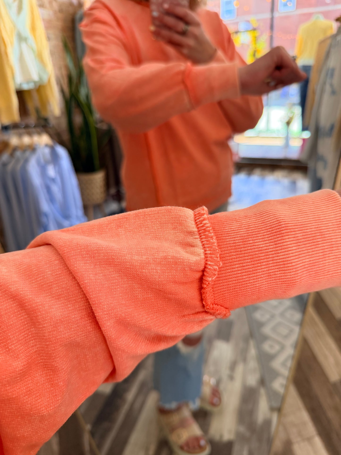 Good Times Acid Wash French Terry Exposed-Seam Sweatshirt