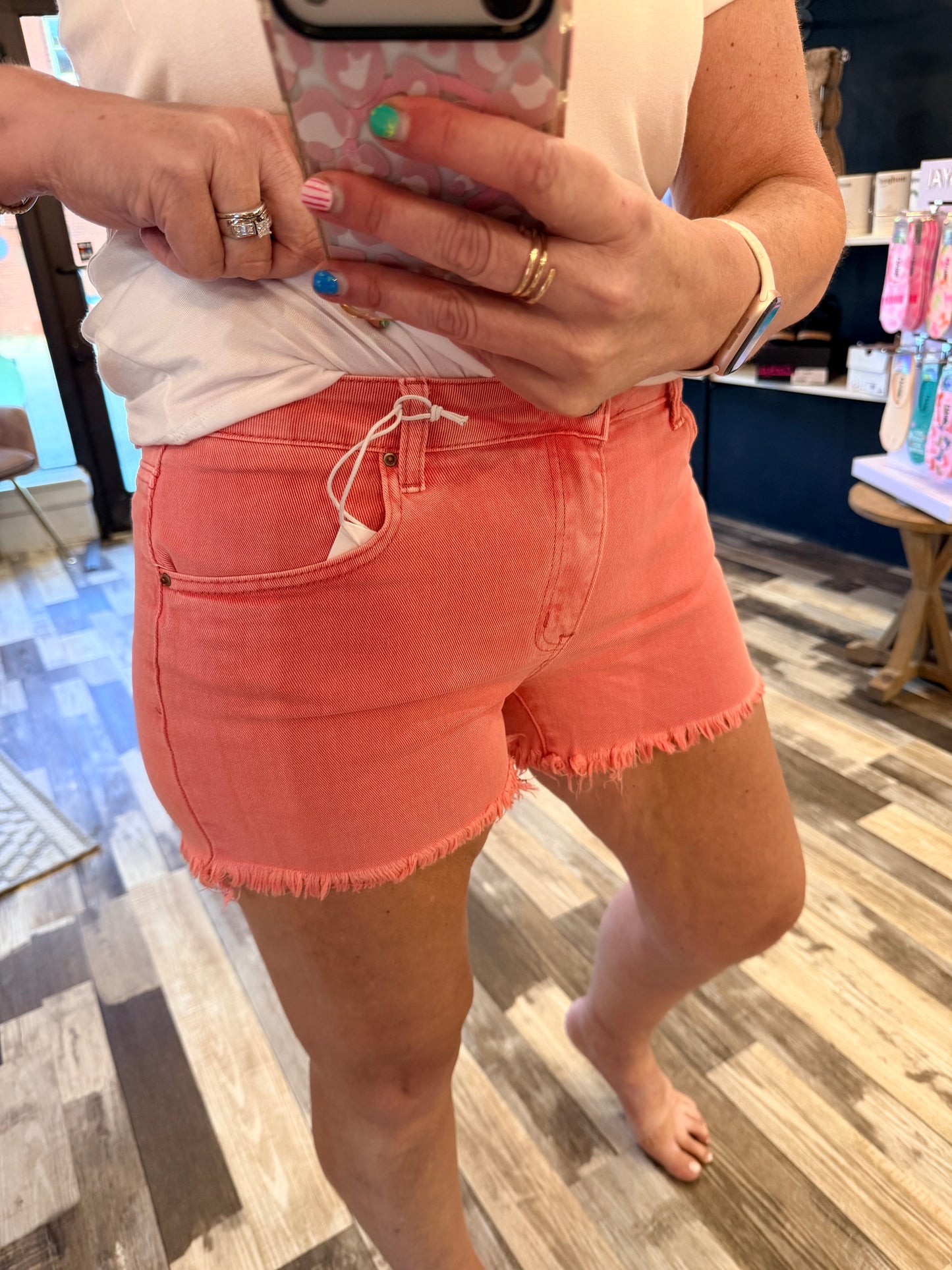Zenana Acid Washed Fray Shorts