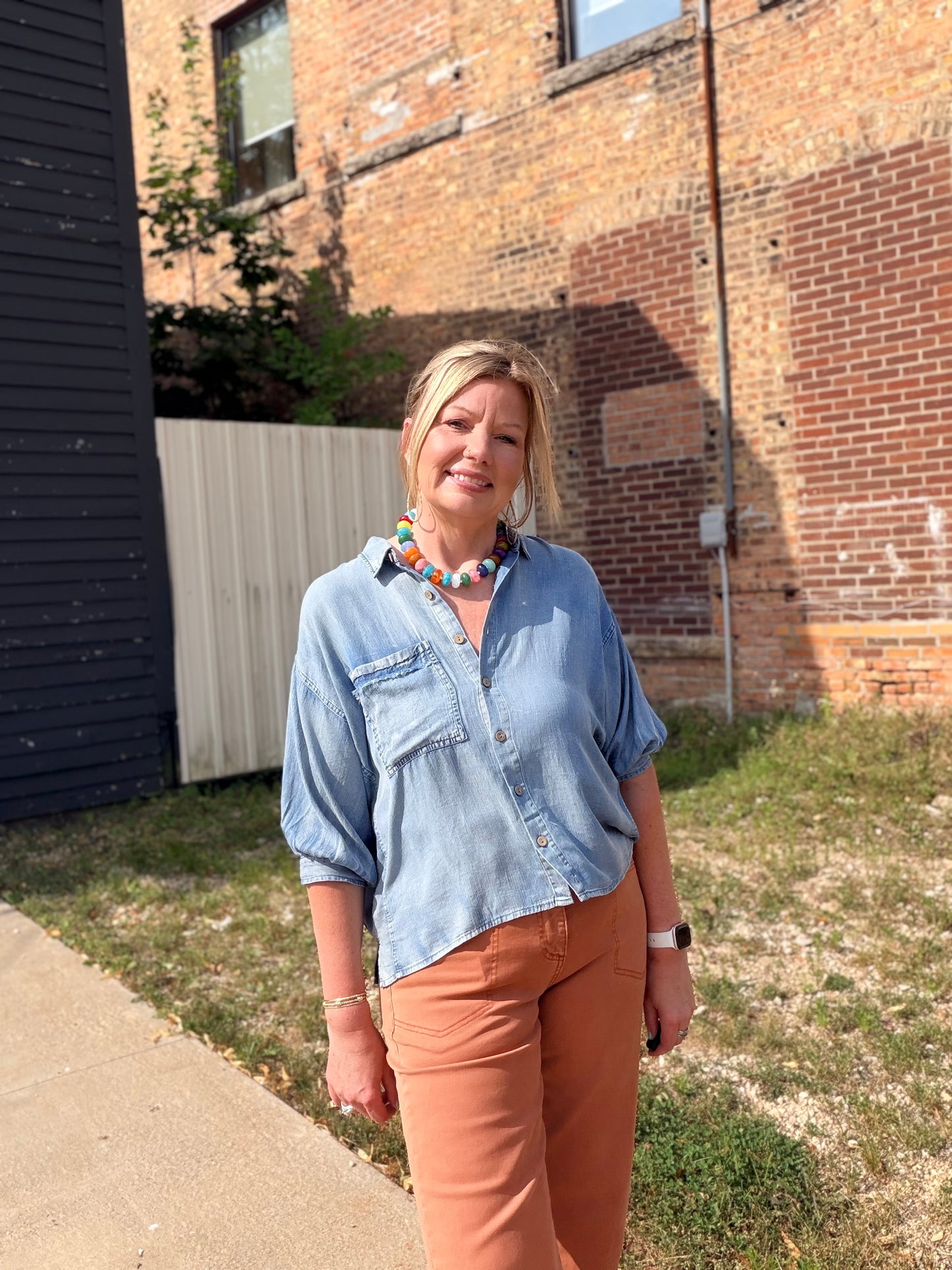 The Bri Washed Tencel Dolman Sleeve Top