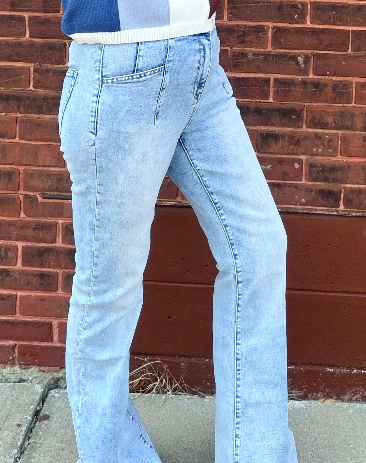 Mica High Rise Relaxed Flare w/Double Button