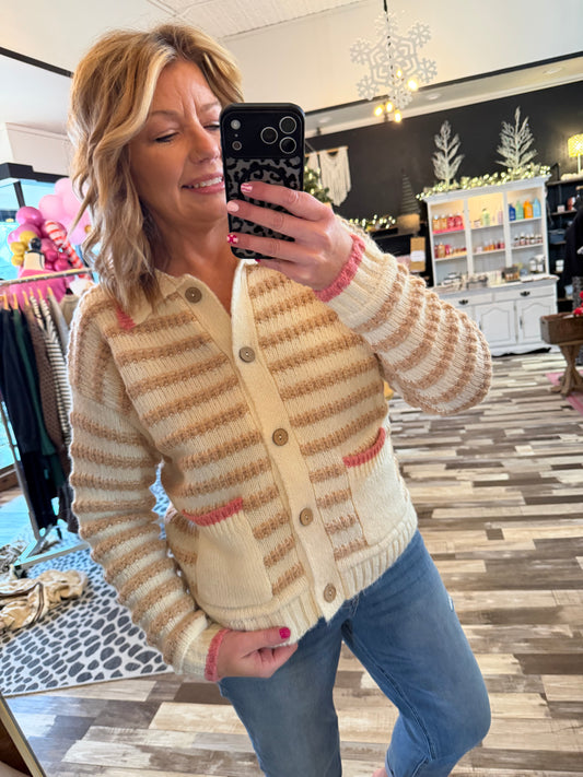 Collared Long Sleeve Button Down Cardigan