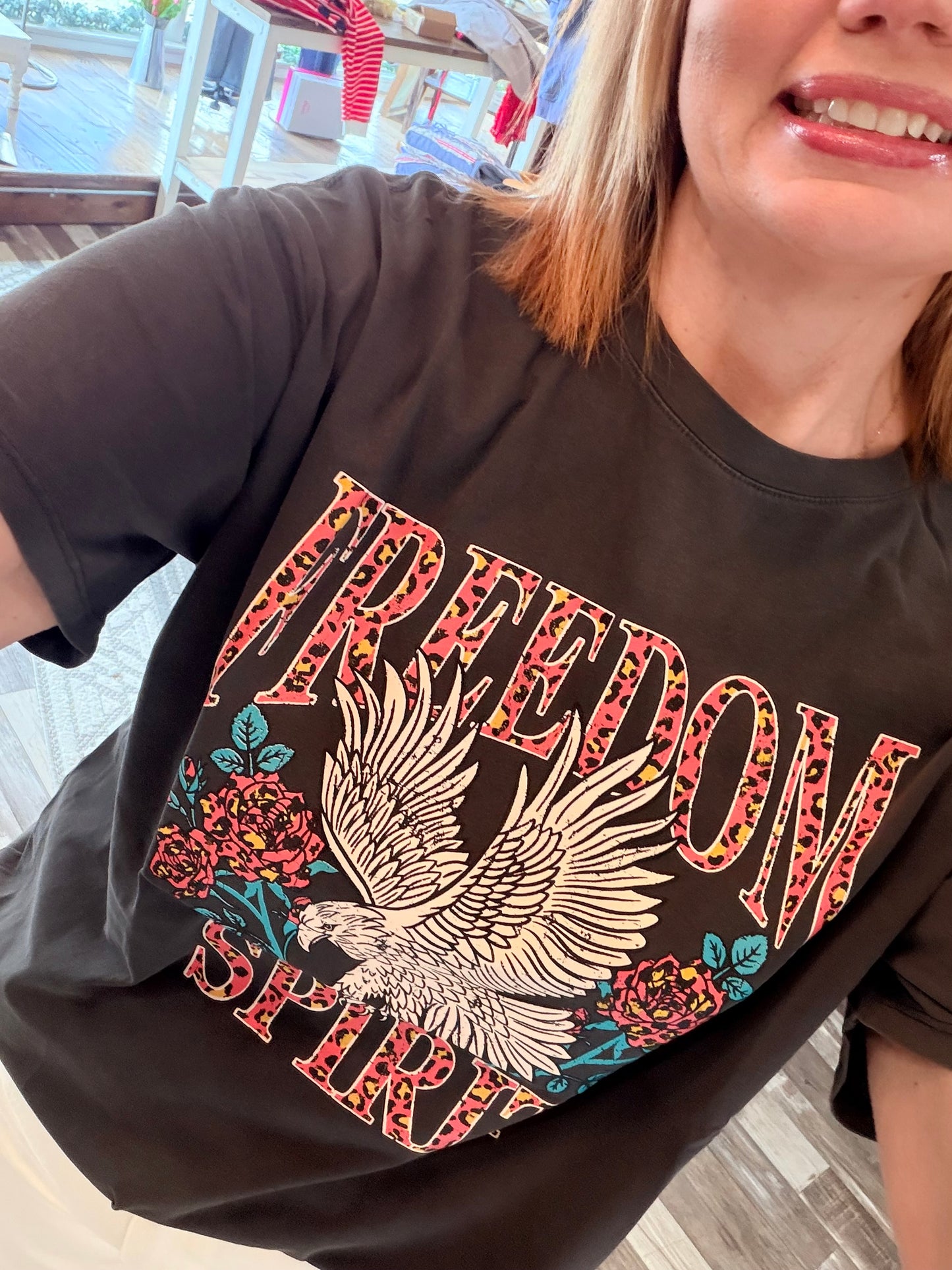 Freedom Spirit Eagle Oversized Graphic Tee