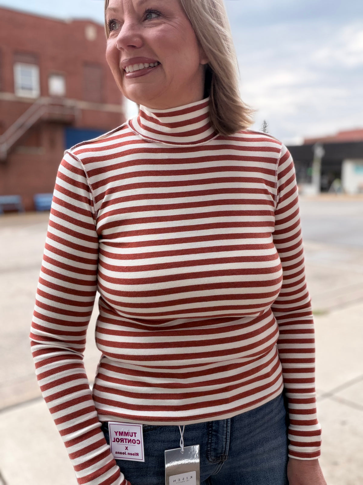 The Skye Seam Turtleneck Knit Top
