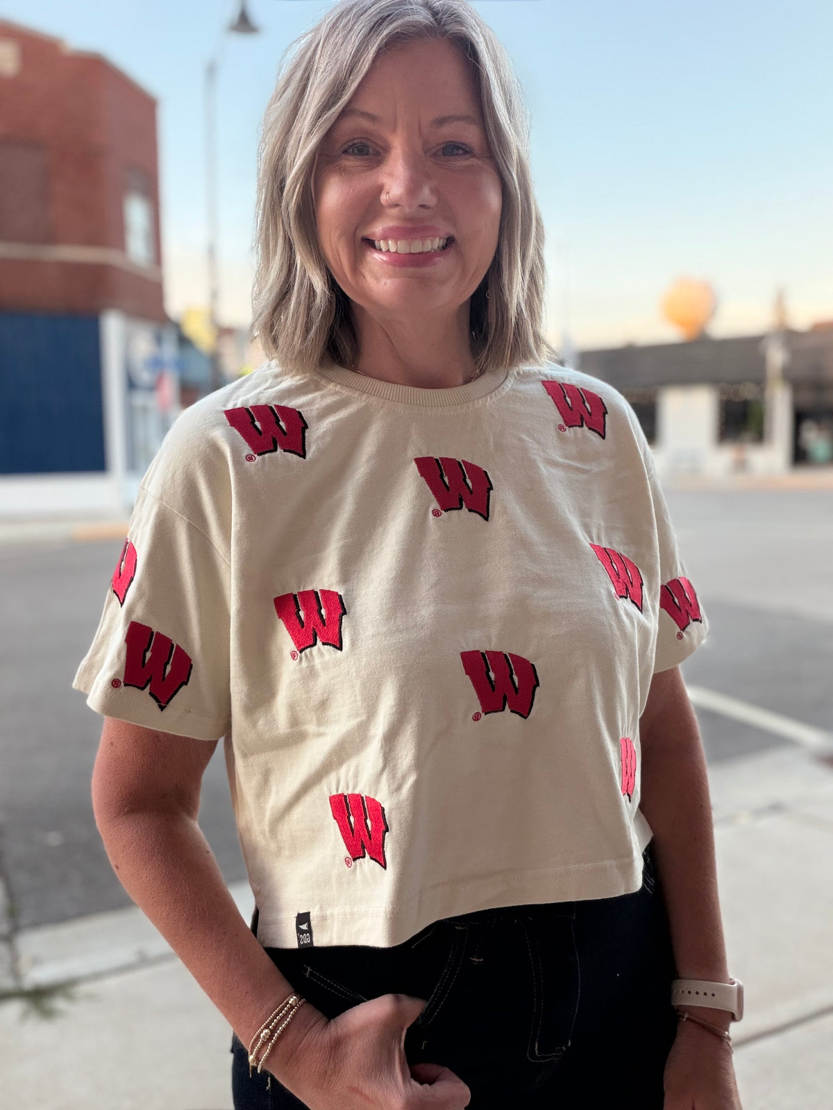 Wisconsin Ritter Multi Color Heavyweight Crop Tee