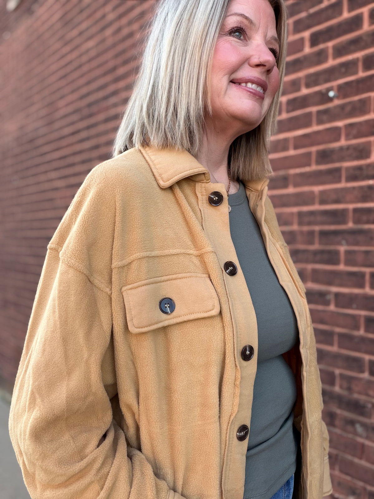 The Millie Loose Fit Button Down Fleece Shacket