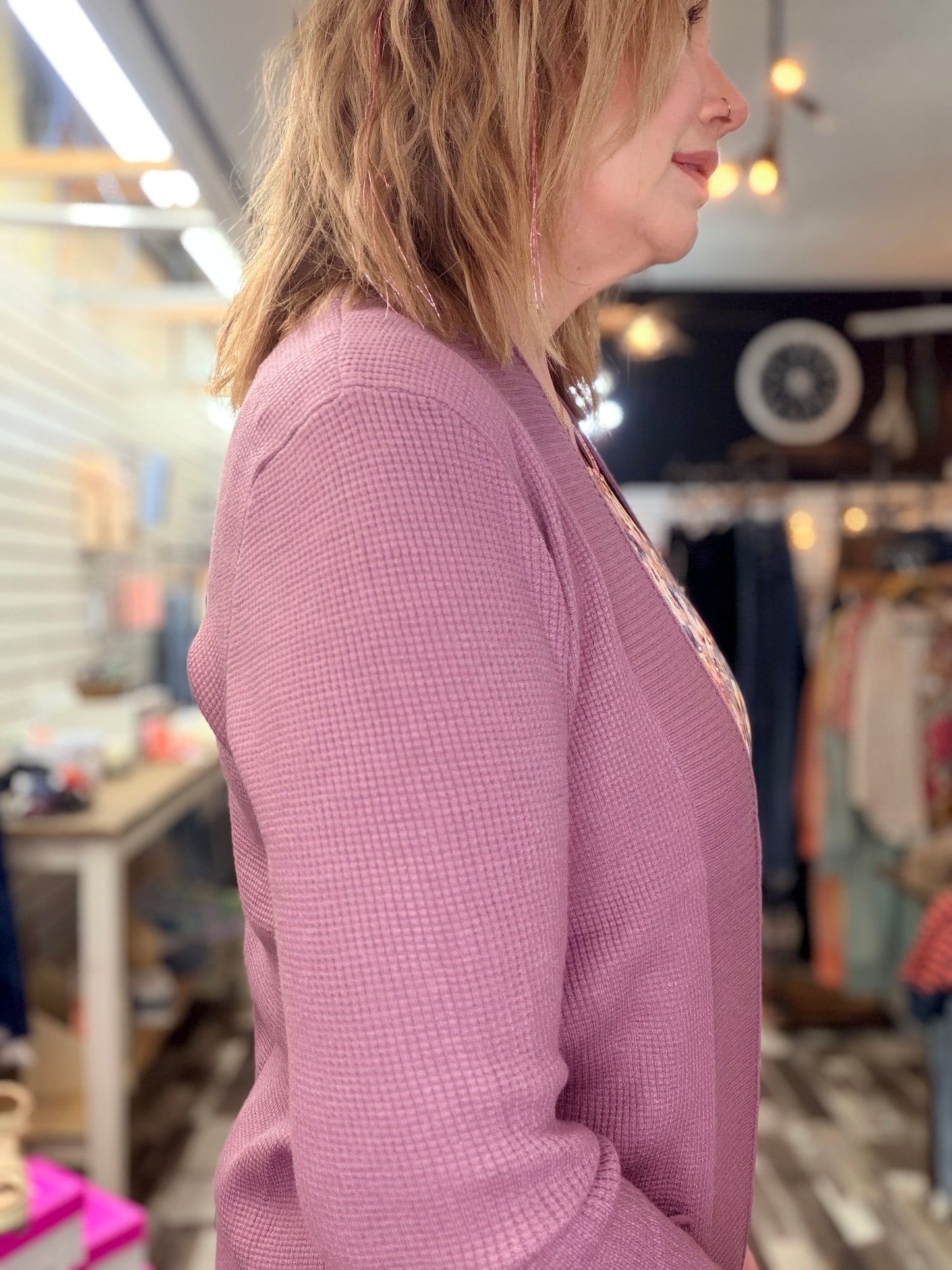 The Dani Open Front Waffle Textured Cardigan