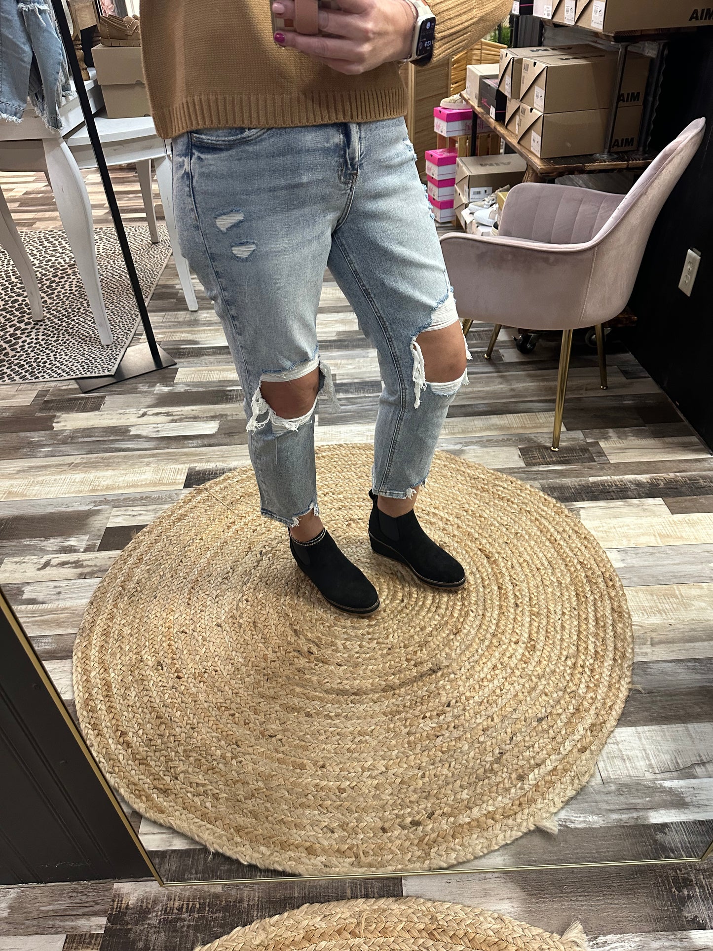 Lovervet by Vervet High Rise Straight Leg denim w/holes