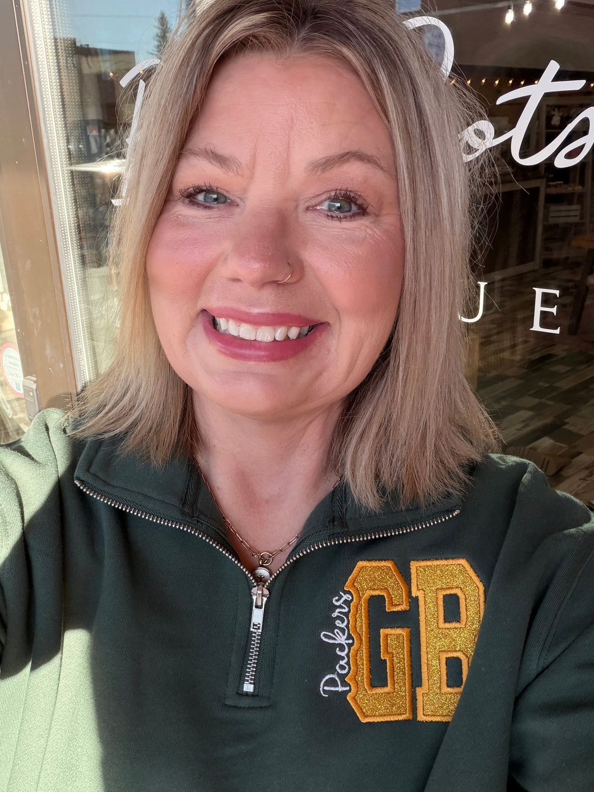 Green Bay Zip Pullover w/Glitter