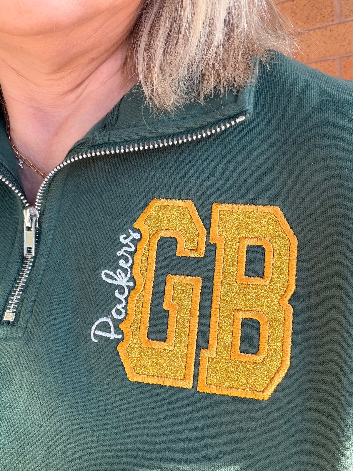 Green Bay Zip Pullover w/Glitter