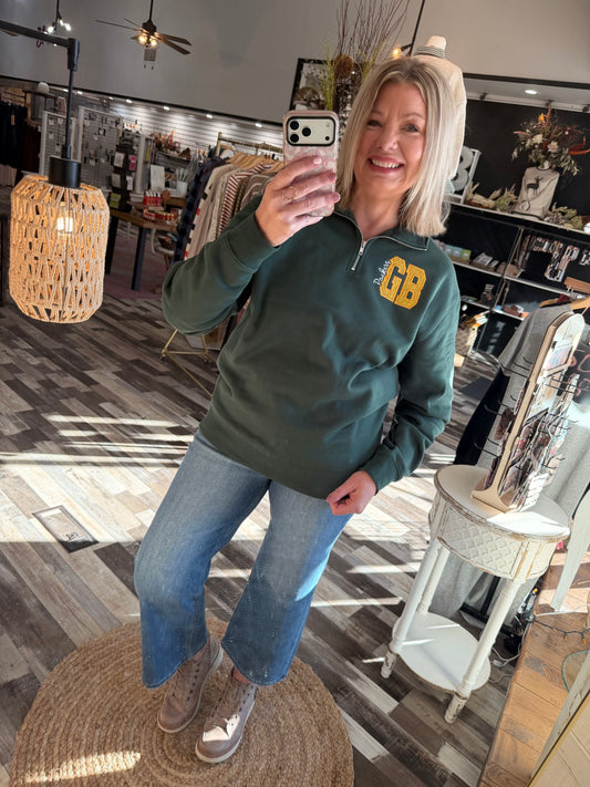 Green Bay Zip Pullover w/Glitter