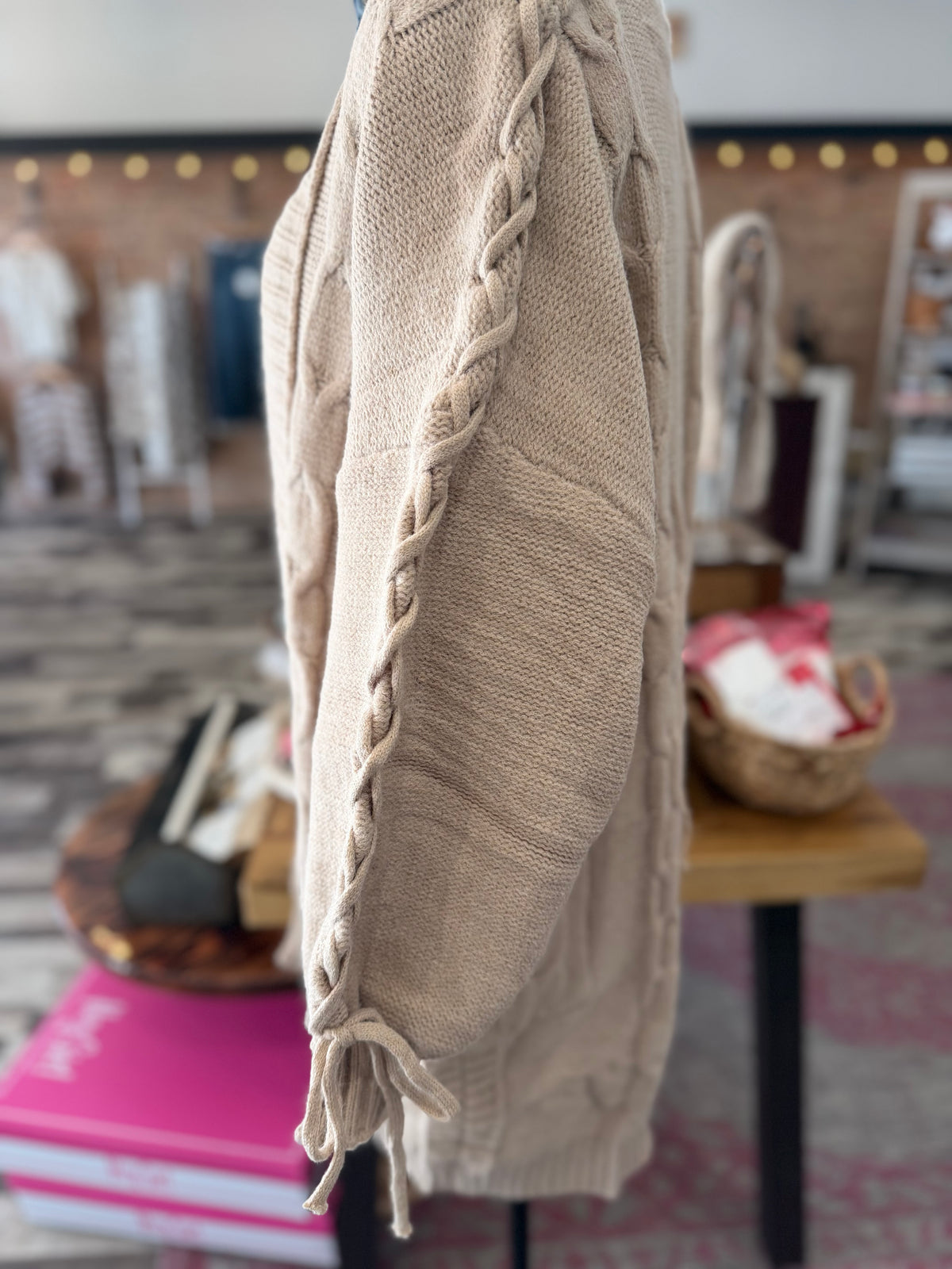 Get Cozy Cable Knit Oversized Cardigan w/ Adjustable Sleeves