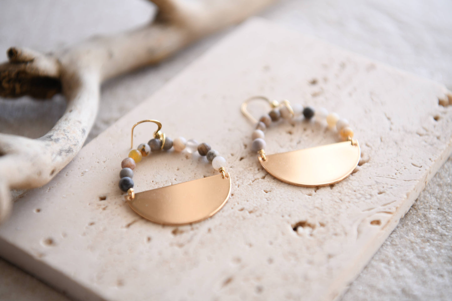 Private Label Stella Beaded Half Moon Hoop Earrings