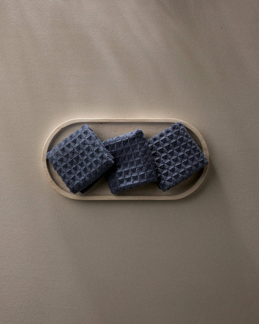 Midnight Blue Waffle Washcloth Set