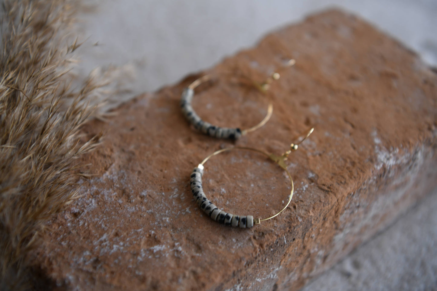 Gemstone and Gold Plated Hoop Earrings