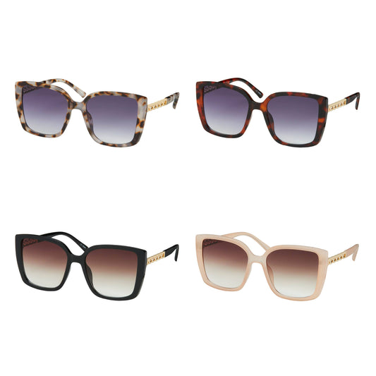1236 NEW - Jade- O/S Square Chain Temple Sunglasses