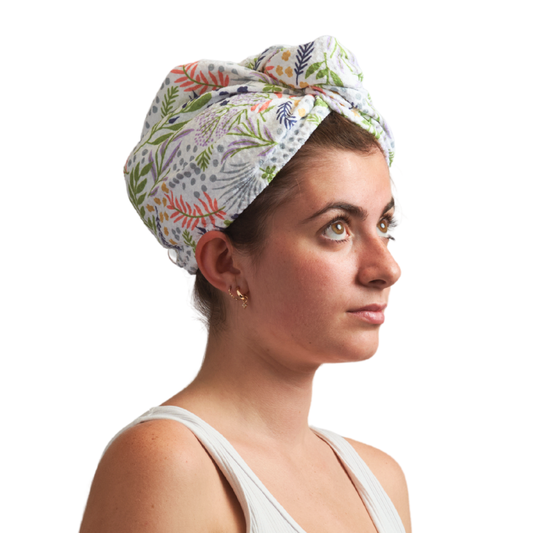 Hair Towel Wrap - Floral in Lilac