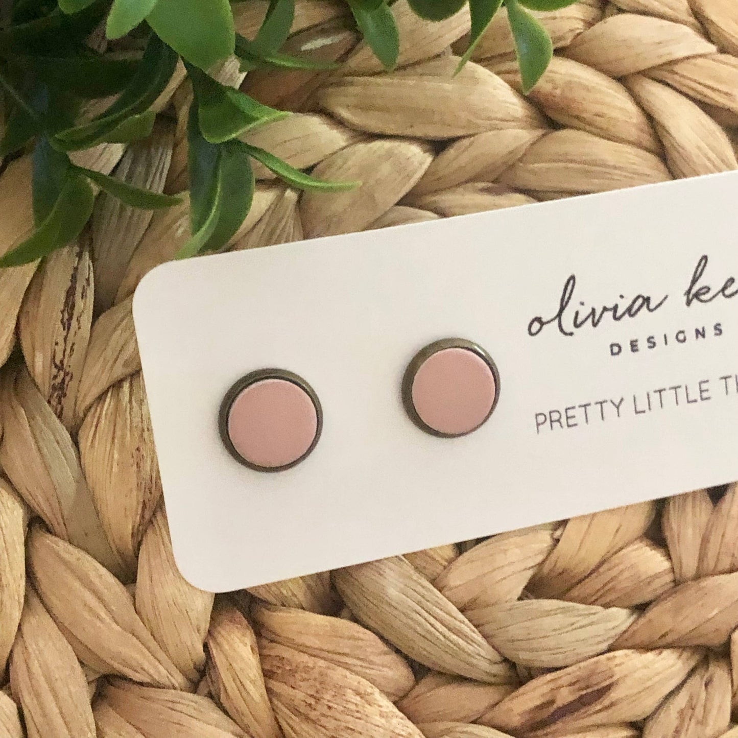 Pretty Little Things Studs - Dusty Pink: Antique Bronze Setting
