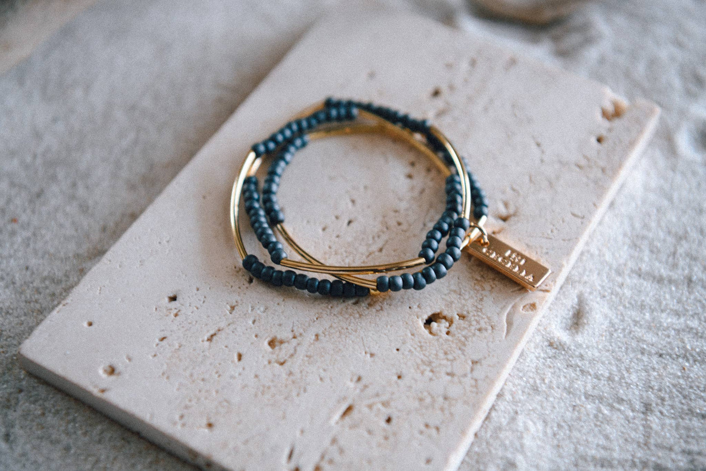 Gold or Silver Beaded Triple Wrap Bracelet