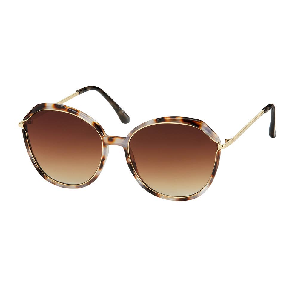 1306 NEW Jade - Round Metal Inlay Women's Sunglasses