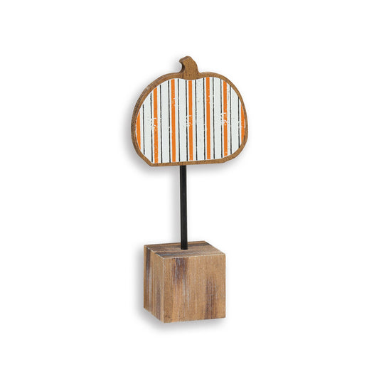 Striped Fall Pumpkin on Base