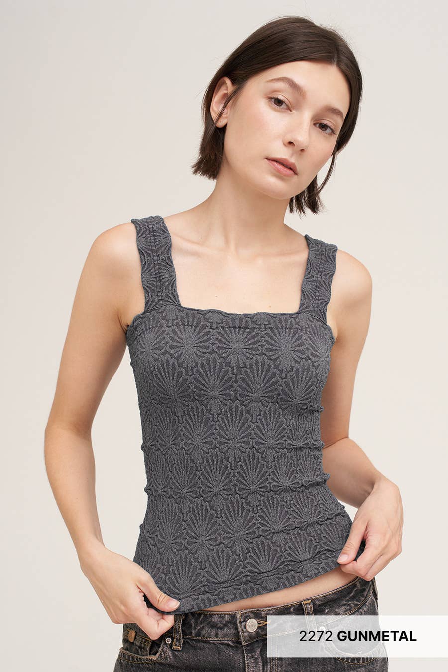 NikiBiki Lace Textured Square Top