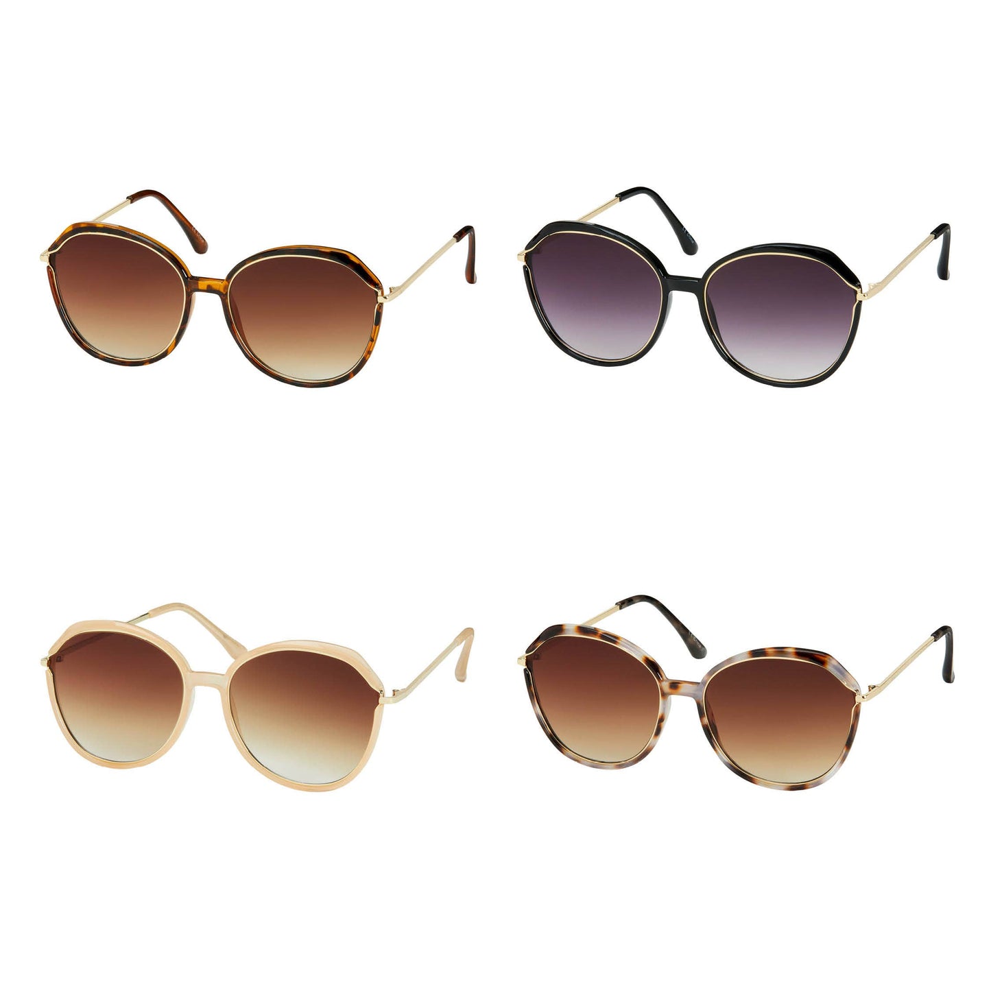 1306 NEW Jade - Round Metal Inlay Women's Sunglasses