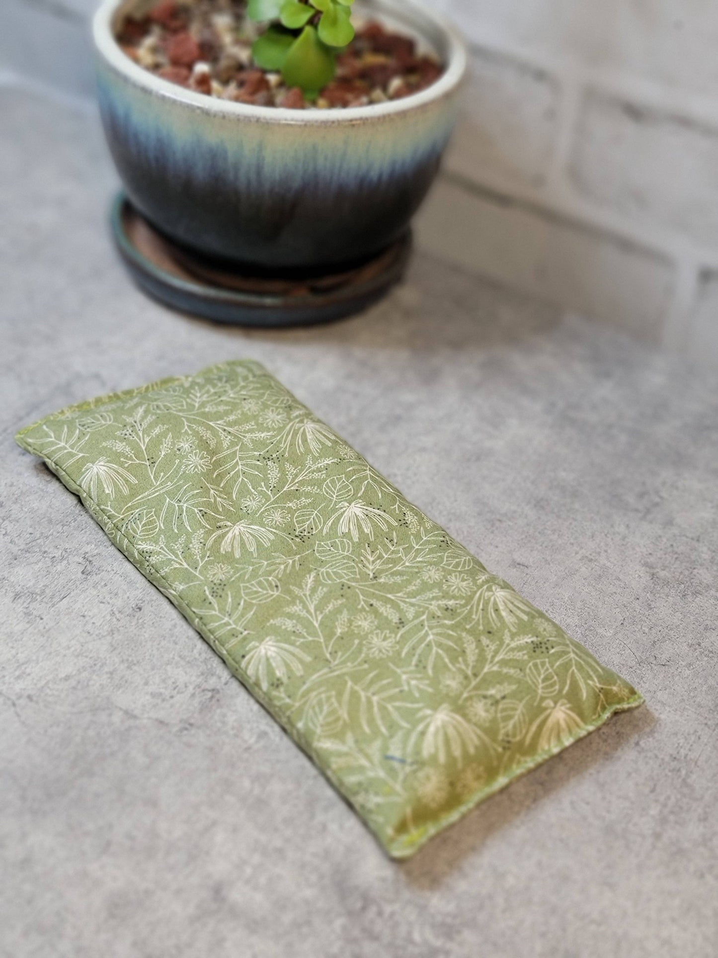 Aromatherapy Hot/Cold Weighted Eye Pillow - Soothing Pattern: Lavender and Peppermint / Rice and Flaxseed Mix / Boho Wildflowers
