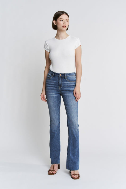 Mica High Rise Bootcut w/Raw Hem Jeans