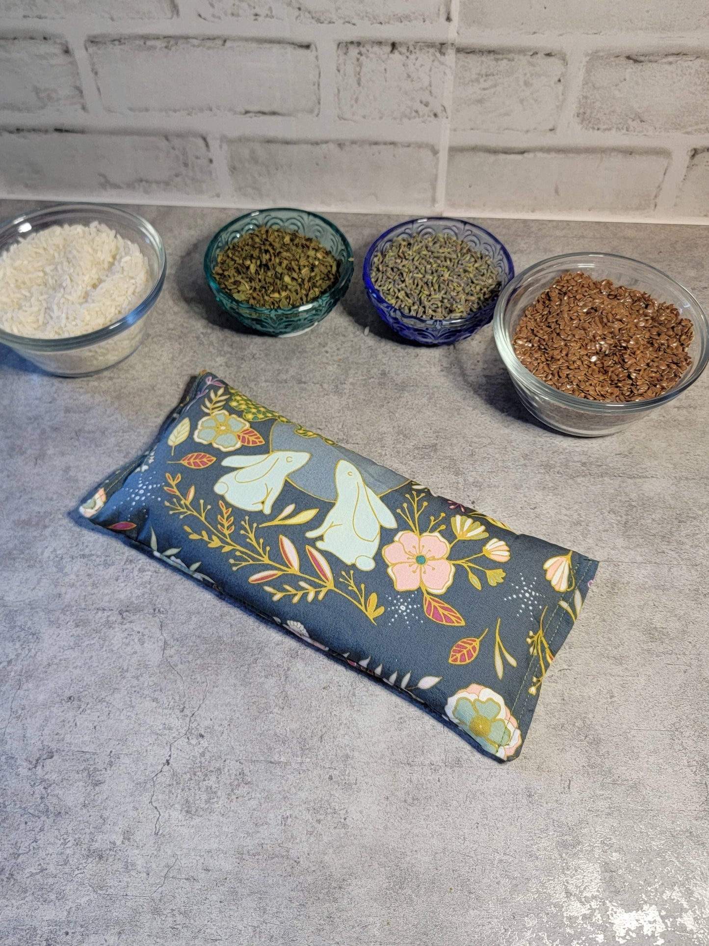 Aromatherapy Hot/Cold Weighted Eye Pillow - Soothing Pattern: Lavender and Peppermint / Rice and Flaxseed Mix / Forest Wildflowers