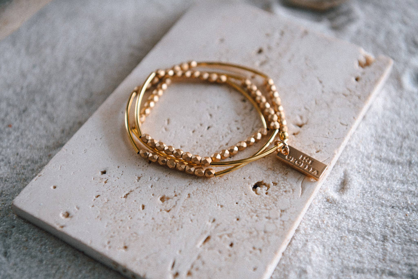 Gold or Silver Beaded Triple Wrap Bracelet