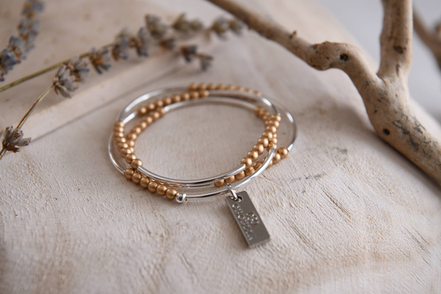Gold or Silver Beaded Triple Wrap Bracelet