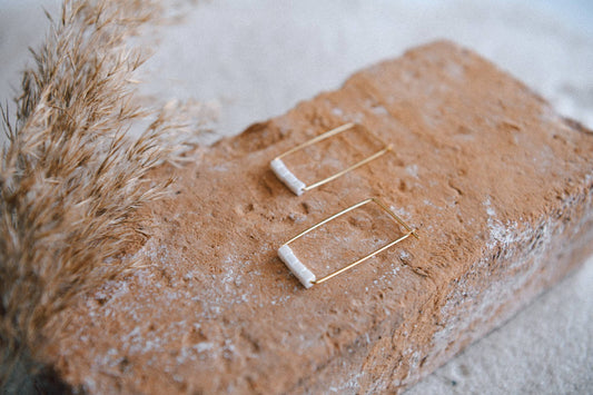 Private Label Genuine Gemstone and Gold-Plated Hoop Earring