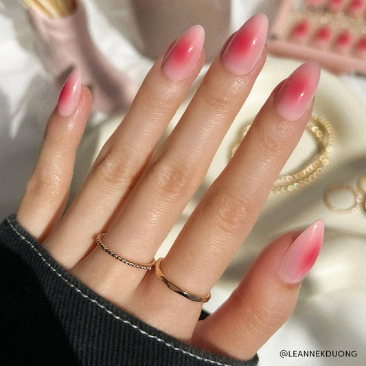 Blushing Aura Press-On Nails | Short Almond | Pink Hue