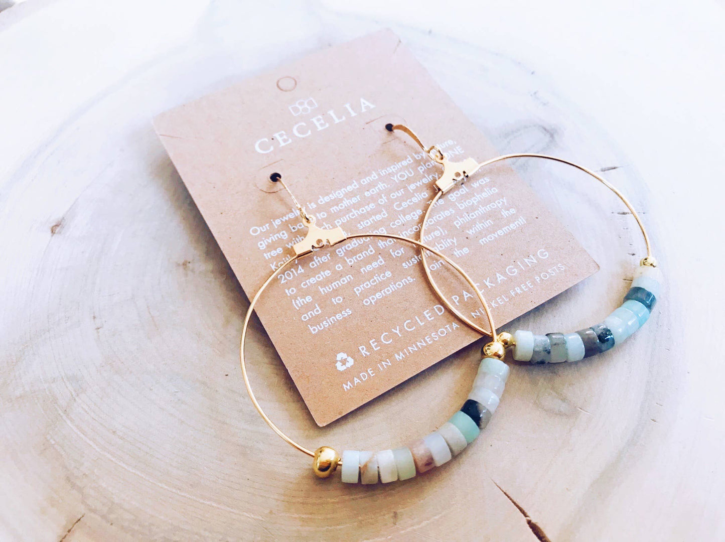 Gemstone and Gold Plated Hoop Earrings