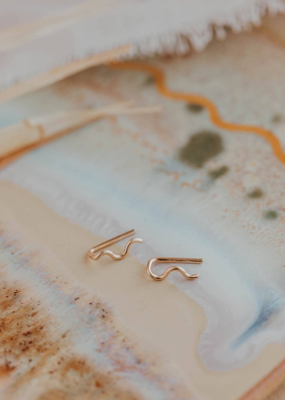Tiny Wave Ear Climbers | 14kt Gold Fill + Sterling Silver