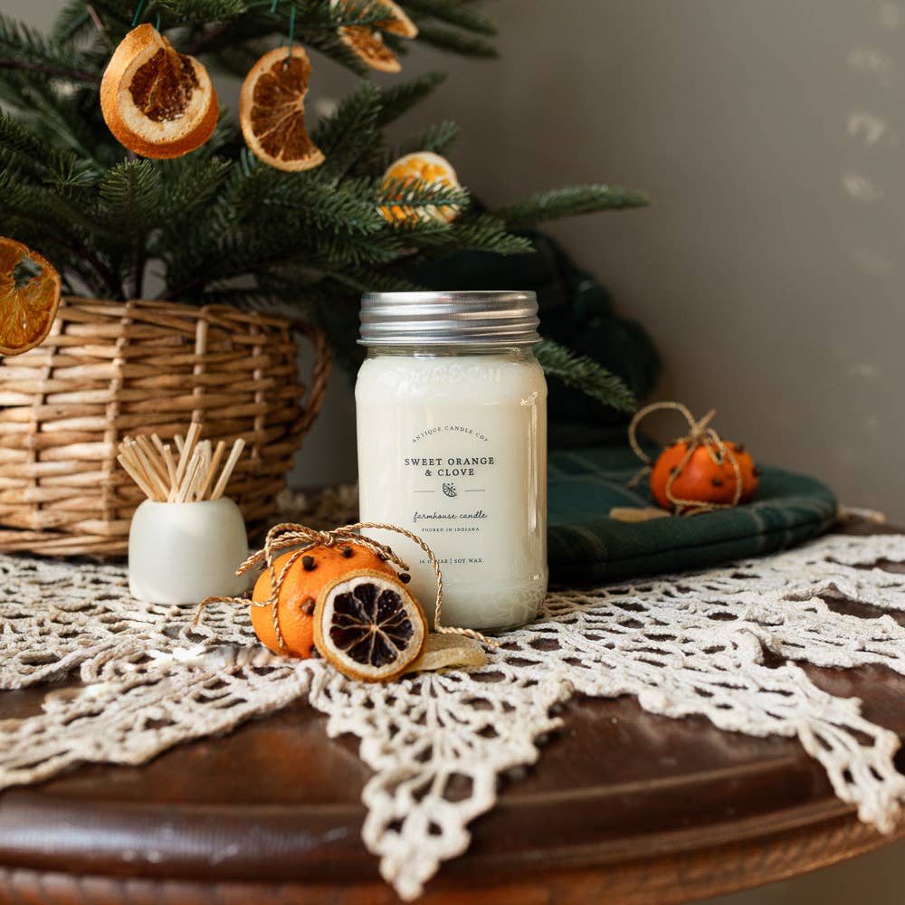 Sweet Orange & Clove - Soy Wax Mason Jar Candle