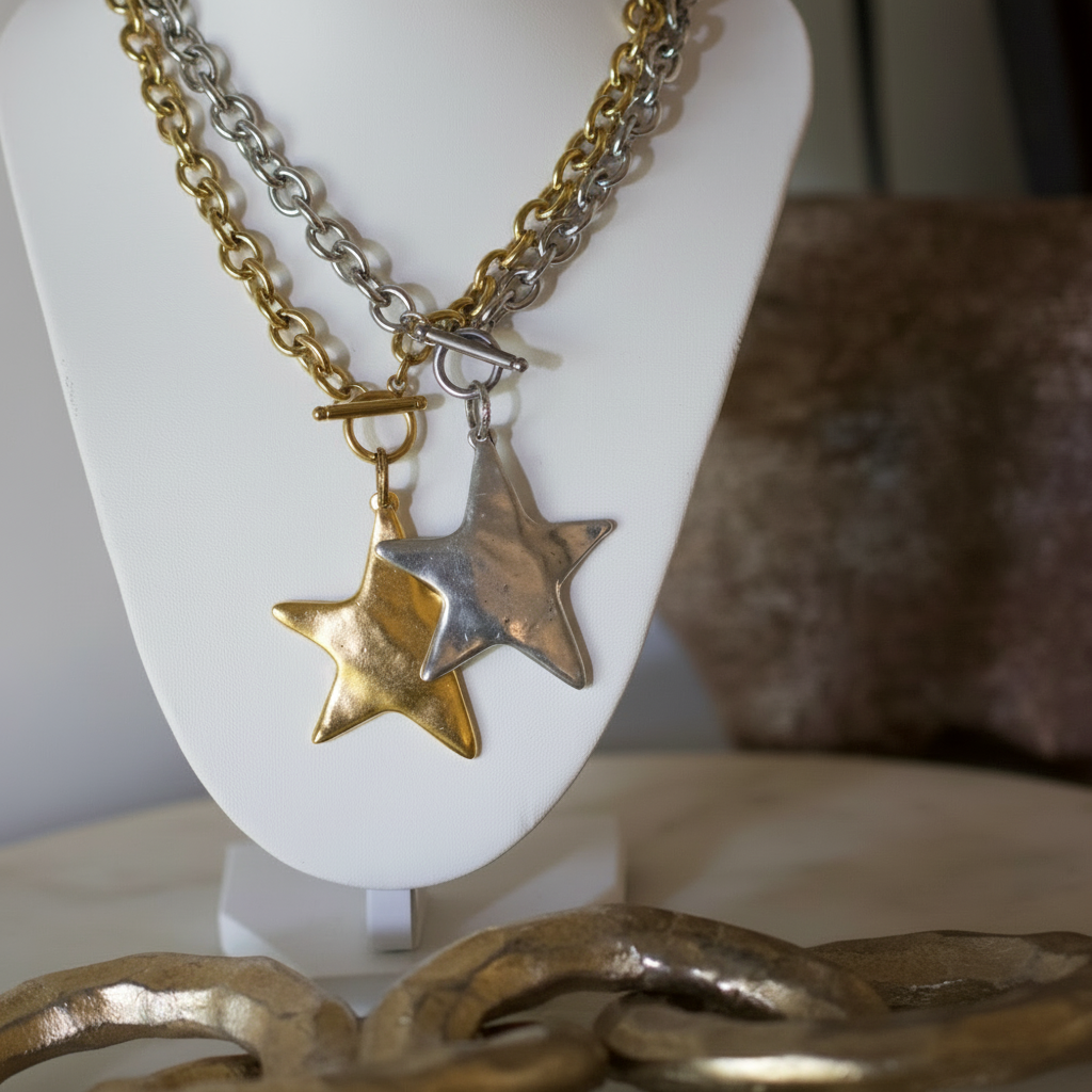 Starlight Toggle Necklace - Gold & Silver Star Charm | Deep South Originals