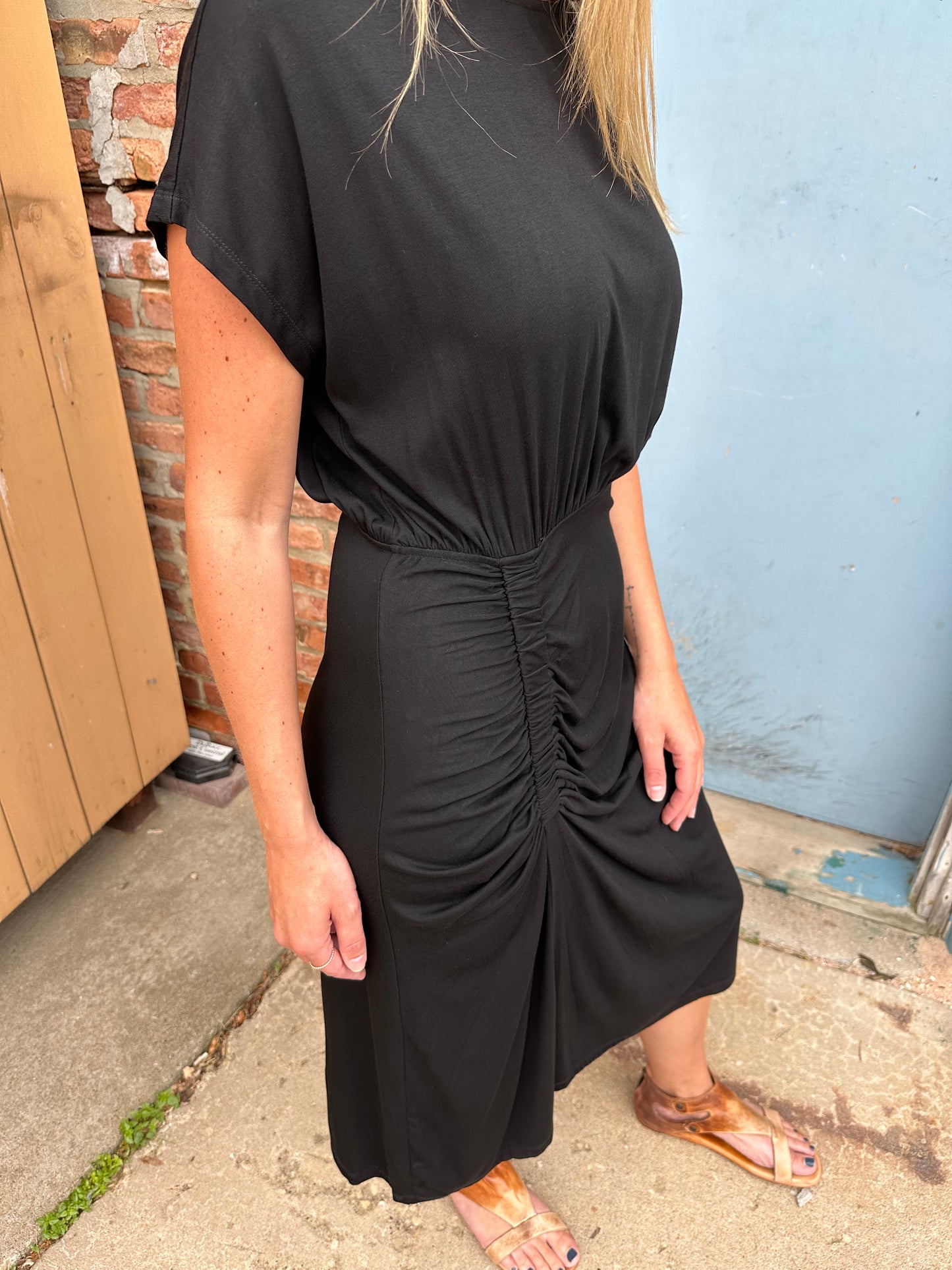 All You Ever Need Black Ruched Dress