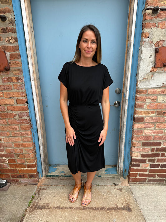 All You Ever Need Black Ruched Dress