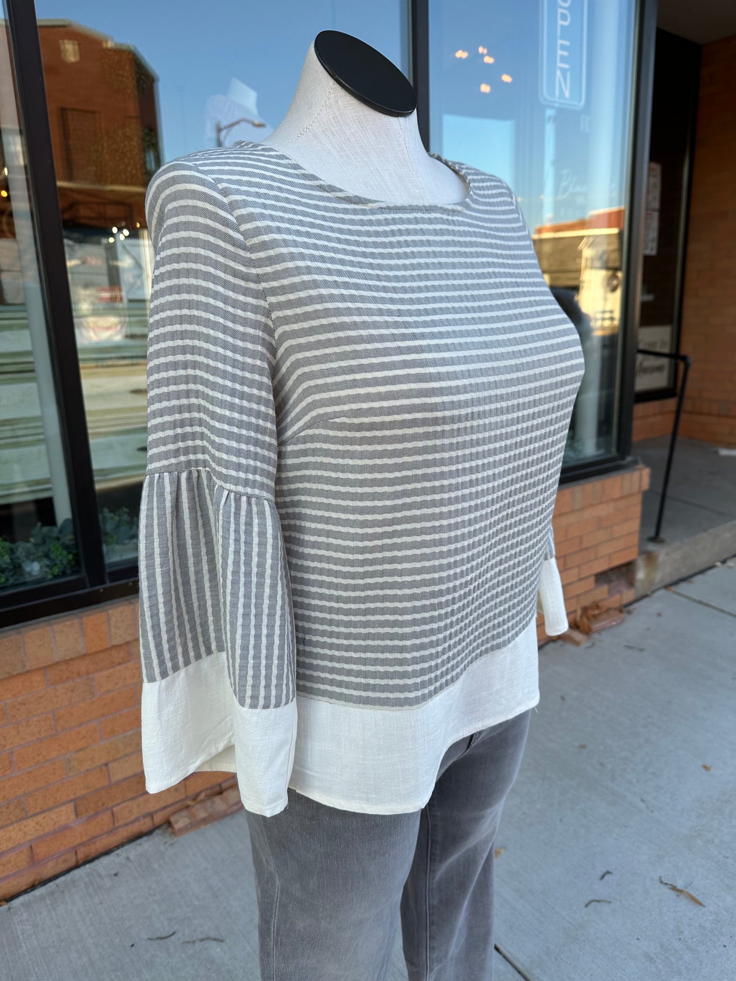 Striped & Solid Contrast Top