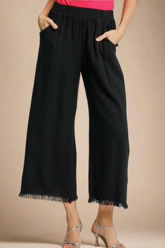 Frayed Hem Wide Leg Pants